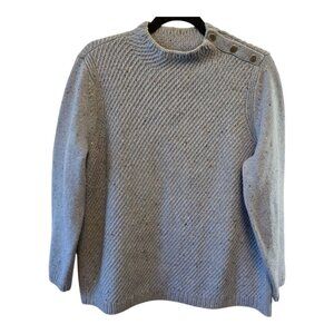 TALBOTS PETITE LIGHT BLUE SPECKLED PULLOVER SIZE XL LONG SLEEVE CREW NECK